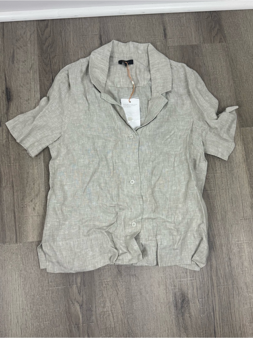 Quince 100% European Linen Short Sleeve Shirt Flax Beige Women’s XS NEW